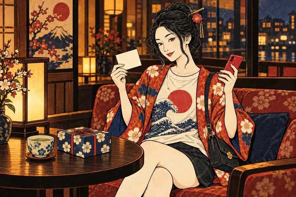 ソファで手紙とスマホを手にする女の子